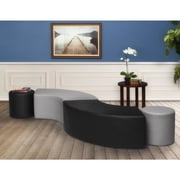 Regency Aurora Curved Vinyl Ottoman – Semi-Circle Upholstered Footrest & Accent Seat for Lounges, Living Rooms, Offices & Waiting Areas – Durable, Soft & Stylish Seating (Black)