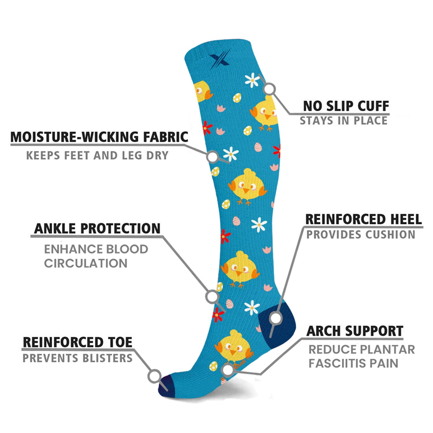 Bunny, Chicks And Pets Love Expressive Knee-High Compression Socks - 6 Pair