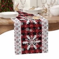 thumbnail image 6 of Christmas Snowflake Cotton Linen Table Runner for Dining Kitchen, Winter Classic Red Black Plaid Wedding Outdoor Party Tablerunners Decoration, Dresser Scarf Coffee Tablecloth Runners 13x70 Inches, 6 of 9
