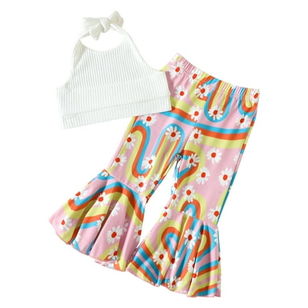 

ZHAGHMIN Girls Tank Top Kids Toddler Baby Girls Spring Summer Floral Cotton Sleeveless Vest Bell Bottom Outfits Clothes Clothes For Kids Girls Size7-8 Kepi Baby Cute Outfits For Toddler Girls Girl T
