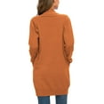 thumbnail image 3 of MLANM Essential Solid Open Front Long Knited Cardigan Sweater for Women, L Orange, 3 of 6
