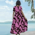 thumbnail image 4 of WTOBBY Women Casual Loose Bohemian Floral Short Sleeve Long Maxi Summer Beach Swing Dress for Festivals Vacation and Boho Chic Look,Hot Pink 2XL, 4 of 5