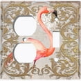 thumbnail image 4 of Metal Light Switch Plate Outlet Cover Elegant Flamingo Frame Beige Damask FGO013, 4 of 13