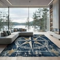 thumbnail image 2 of ODIKA 8'x10' Washable Area Rug Nautical Compass Vintage Star With Distressed Maritime Border for King Size Bedroom Under Bed, Master Suite, Non-Shedding, Easy Care, 2 of 7