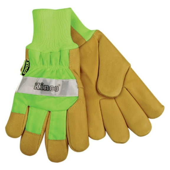 Kinco Men's Outdoor Pigskin Leather Hi-Viz Work Gloves Green L