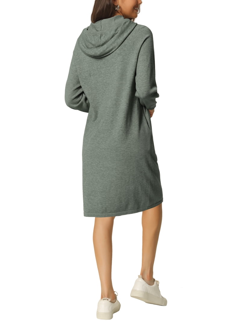 Inspire Chic Womens' Casual Pullover Sweatshirt Long Sleeve Hoodie Midi Dress with Pockets M Grey, Women's, Size: Medium, Black