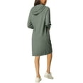 thumbnail image 5 of MODA NOVA Juniors Casual Pullover Sweatshirt Long Sleeve Hoodie Midi Dress with Pockets Army, 5 of 6