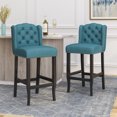thumbnail image 2 of GDF Studio Ahart Contemporary Fabric Tufted Wingback 31 Inch Barstools, Set of 2, Teal and Dark Brown, 2 of 9