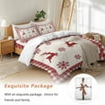thumbnail image 7 of Christmas Red Bedding Duvet Cover Set King Size 4 Pieces Snowflake and Elk Bedding Set with Zipper Closure, 1 Comforter Cover 92x106 Inches 1 Flat Sheet & 2 Pillow Cases, 7 of 7