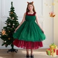 thumbnail image 5 of Kids Children Christmas Sleeveless Patchwork Color Princess Dress Party Performance Dress, 5 of 5