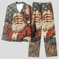 thumbnail image 4 of successthop Womens Plus Size Christmas Pajamas Santa Long Sleeve Lapel Button Sleepwear and Pj Pants Xmas Nightwear Blue, 4 of 6