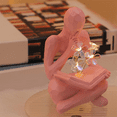 thumbnail image 6 of Thinkers Statue Decor Thinking Man Statue Flower Bookworms Sculpture Reading Statue Abstract Sculpture Bookshelf Decor Resin Pink, 6 of 6