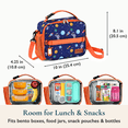 thumbnail image 5 of ComfiTime Lunch Bag for Kids – Insulated Lunch Box for Girls and Boys, Cute Reusable Cooler Bag with Zipper Pockets, Bottle Holder, Padded Handles and Shoulder Strap (Blue Space), 5 of 10