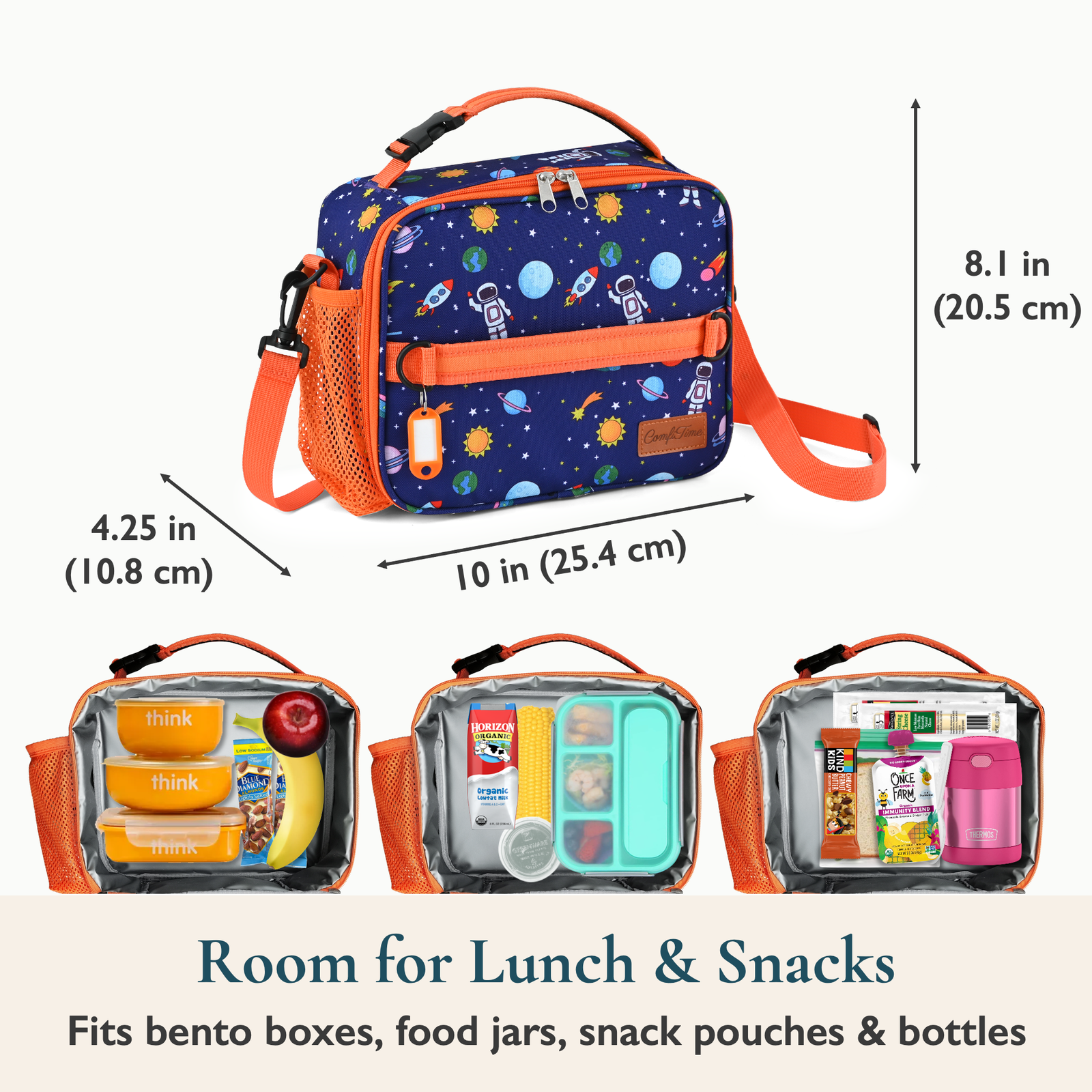 ComfiTime Insulated Lunch Bag for Kids, Blue Space photo 4