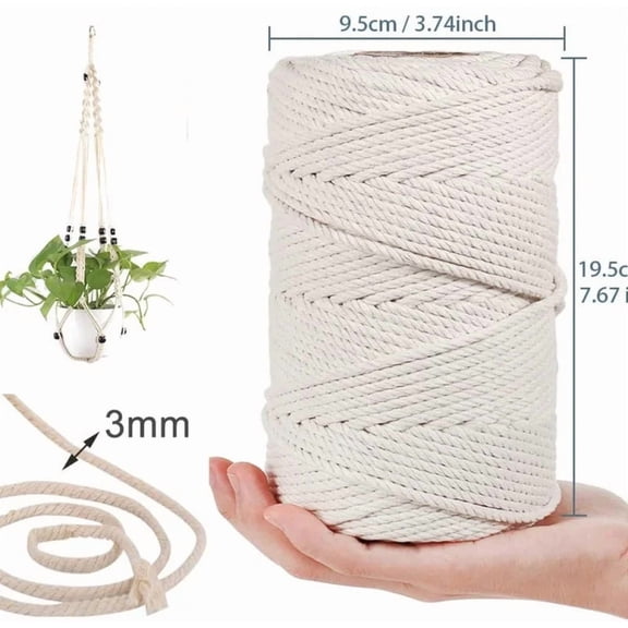 1/2/3/4/5/6/8/10mm Macrame Cord Natural Cotton Cord Twisted String For DIY Craft Knitting Making Plant Hangers Wall Hangings
