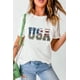 thumbnail image 3 of ABPHQTO Camiseta blanca de manga corta con estampado de leopardo y bandera de EE. UU. para mujer, 3 of 5