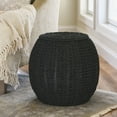 thumbnail image 3 of Household Essentials Handwoven Paper Rope Barrel Wicker Storage Basket Side Table, Black, 3 of 8