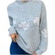 thumbnail image 3 of Suéter de cuello redondo para mujer, camiseta holgada de manga larga con cuello redondo, blusa para mujer, 3 of 3