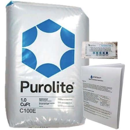 Purolite C100E New High Efficiency Resin from AFWFilters. Replacement for Water Softener 1 Cu Ft Bag with hardness test and resin change instructions by AFWFilters included!