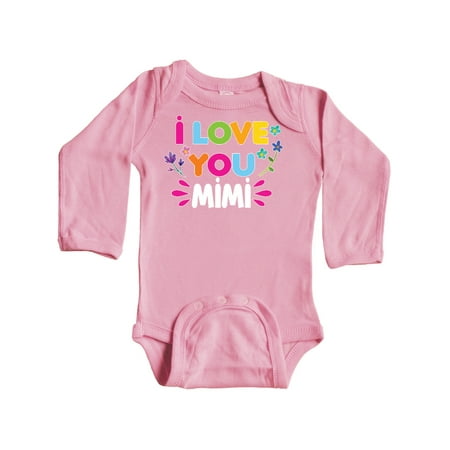 

Inktastic I Love You Mimi with Flowers Gift Baby Girl Long Sleeve Bodysuit