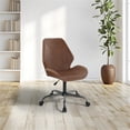thumbnail image 2 of Scranton & Co Modern Office Chair in Saddle Brown Faux Leather Titanium Base, 2 of 10