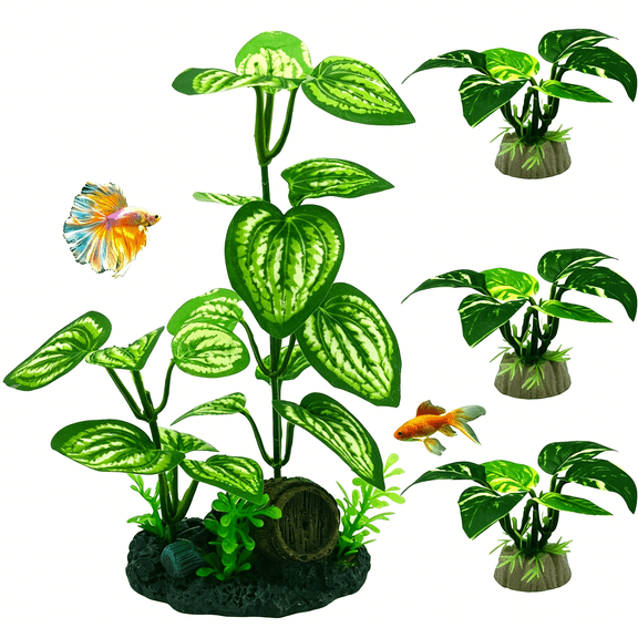 BPPEG Aquarium Silk Plants for Betta Fish Tank,Aquarium Plant Aquatic Water Grass Foreground Decor,Fish Tank Decorations(4Pcs Green Grasses)