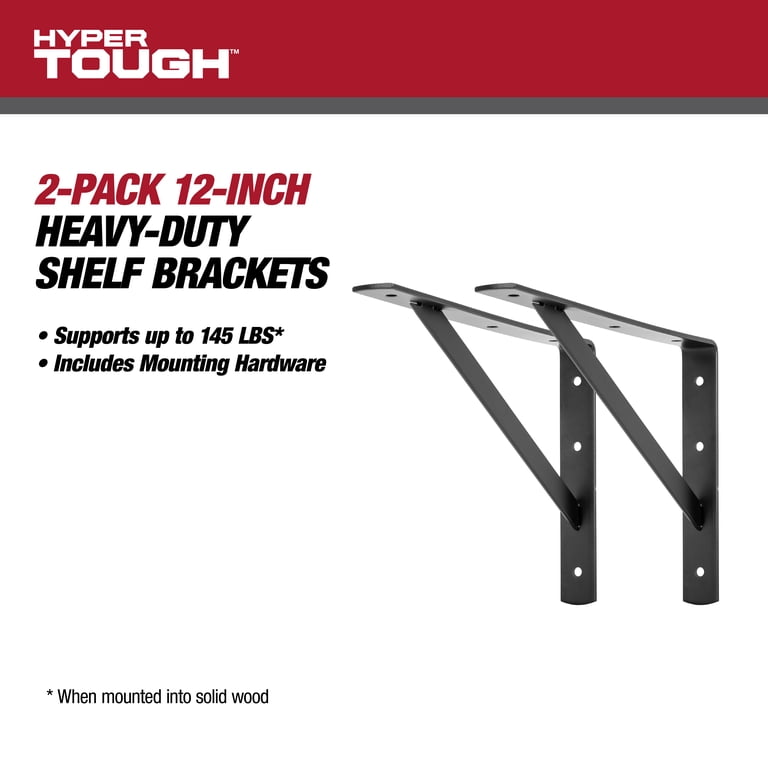 Hyper Tough Heavy Duty Shelf Bracket, 12 in, 2-Pack photo 3