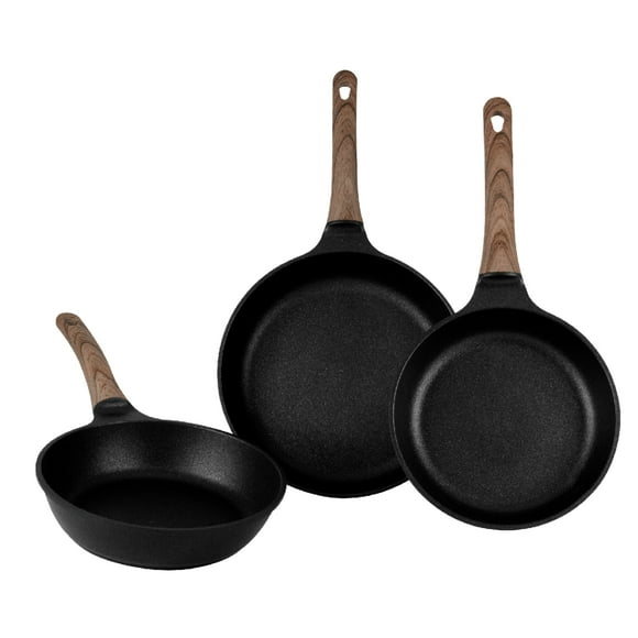 Juego De 3 Sartenes Onix Con Recubrimiento de Inoble Antiadherente 22,24 y 28cm – Color Negro - Kitchen Art - Queen Sense
