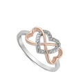 thumbnail image 4 of CHOOSE YOUR COLOR Rose Gold-Tone White CZ Heart Infinity Ring .925 Sterling Silver Female Size 4, 4 of 4