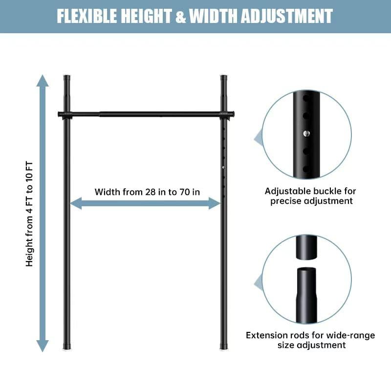 Telescopic Garment Rack Room Divider Partition Curtain Rod – Heavy Duty Adjustable Clothing Rail,Adjustable 28-70in Wide, No Damage Wall/Ceiling Hanging(White)