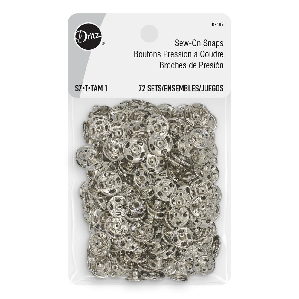 Dritz Sew-On Snaps, 3/8", Silver, 72 Sets - Walmart.com - Walmart.com
