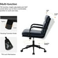 thumbnail image 3 of Faux Leather Home Office Chair, Swivel Task Desk Chair with Padded Cushion, Navy, 3 of 8
