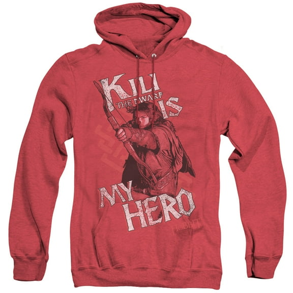The Hobbit Kili Is My Hero Adult Heather Hoodie Sweatshirt Red