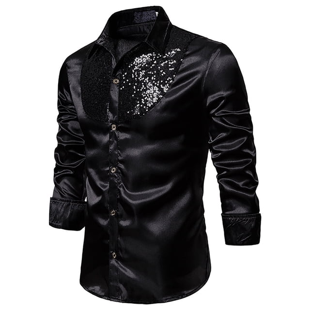 Camisa de Manga Larga Con Lentejuelas Casuales de Moda de Otoño E Invierno Para Hombres Odeerbi ODB-6