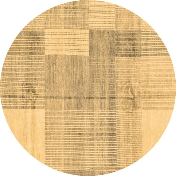 Ahgly Company Indoor Round Checkered Brown Modern Area Rugs, 7' Round