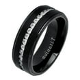 thumbnail image 2 of Men Women 8MM Comfort Fit Titanium Wedding Band Black Brushed Center Shiny Edge CZ Eternity Ring (Size 7 to 15), 2 of 4
