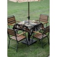 thumbnail image 5 of Square Outdoor Tablecloth with Umbrella Hole Teal Brown Deer Silhouettes Outside Table Cloth Waterproof Patio Table Cover Trees Wooden Retro Art Farmhouse Zipper Tablecloths for Picnic 54x54 Inch, 5 of 8