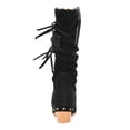 thumbnail image 4 of Leozcaa Womens Fringe Western Boots Fashion Hidden Heel Mid Calf Boots Round Toe Tassel Moccasin Boots, 4 of 8