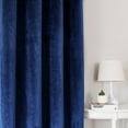 thumbnail image 4 of CUH Blackout Velvet Panel Thermal Insulated Luxury Room UV Protection Curtains Grommet Energy Efficient Bedroom Drapes Blue W:52"x H:72", 4 of 8