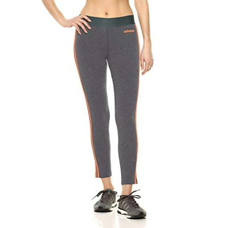 adidas Women's Essentials 3-stripes Tight, Dark Grey Heather/Semi Coral, X-Large