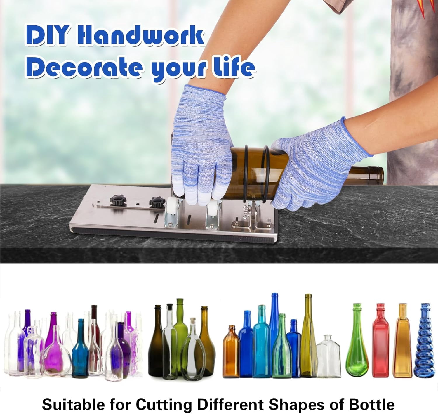 Fountwell Glass Bottle Cutter Tool Kit – DIY Bottle Cutting Machine for Round Bottles, Wine, Beer, Whiskey, Champagne & Soda