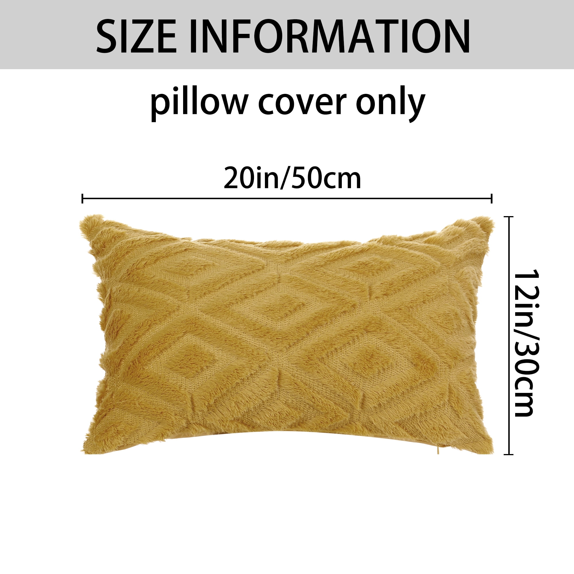 Unique Bargains Shaggy Plush Throw Pillow Covers Couch Pillow Covers (2 Count) Yellow-1 12" x 20"