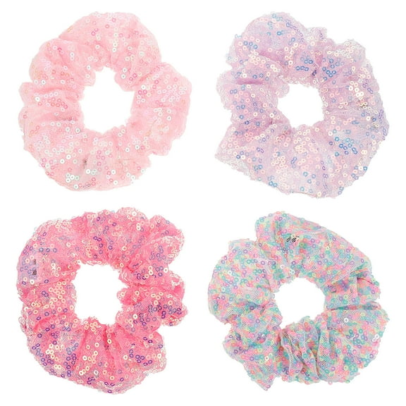 GAXIRE 4-Pack Luminous Hair Scrunchies Elastic Hair Ties for Girls in Assorted Colors