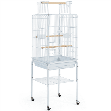 Yaheetech 47-inch Play Top Bird Cage w/ Detachable Rolling Stand, White