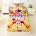 thumbnail image 3 of Castle Fairy Baseball Helmet Twin Sheets 3pcs, Waffle Ice Cream Drip Bedding, Pink Blue Yellow,1 Fitted Sheet, 1 Flat Sheet and 1 Pillowcase, 3 of 6