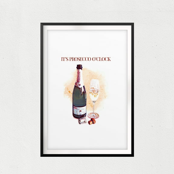 Designs ByLITA It's Prosecco O'Clock 5 x 7 UNFRAMED Print Drinking Wall Art