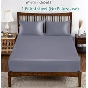 Bamboo Viscose Fitted Sheet 1 Pack Twin Size Only,400 Thread Count,8-16 Deep Pocket,Bottom Sheet Colorfast Soft & Silky & Breathable(1 Fitted Sheet Only, Dark Grey, Twin)