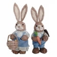 thumbnail image 2 of 2 piezas de decoraciones de conejo de Pascua de paja, decoración de conejito, arte animal con ropa Azul, 2 of 9