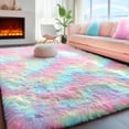 thumbnail image 1 of Alfombra PAGISOFE, esponjosa y colorida, arcoíris para dormitorio de niñas, 1 of 8