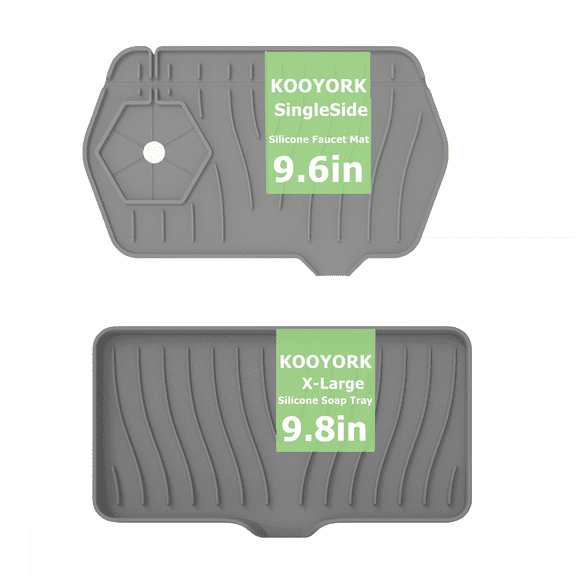 Silicone Draining Mat for Kitchen Sink, Sink Splash Guard, 9.6in Faucet Mat   9.8in Kitchen Sink Soap Tray, Faucet Absorbent for Bathroom, Sink Protectors Behind Sink Water Catcher